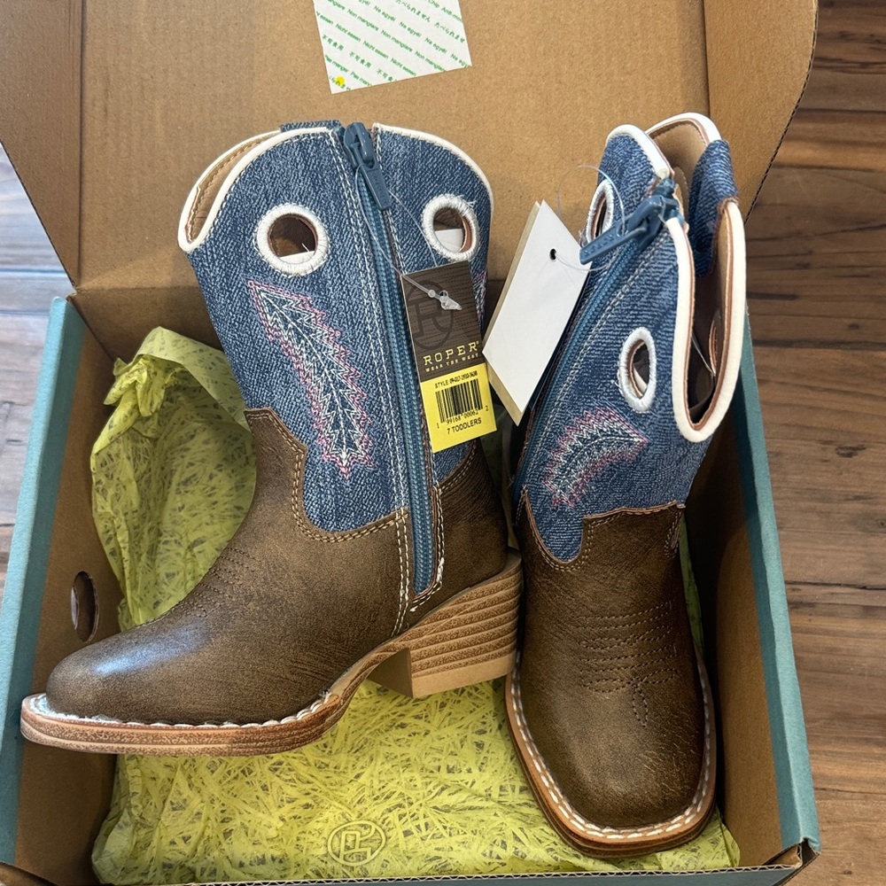 Roper Brown and Blue Kids' Western Boots